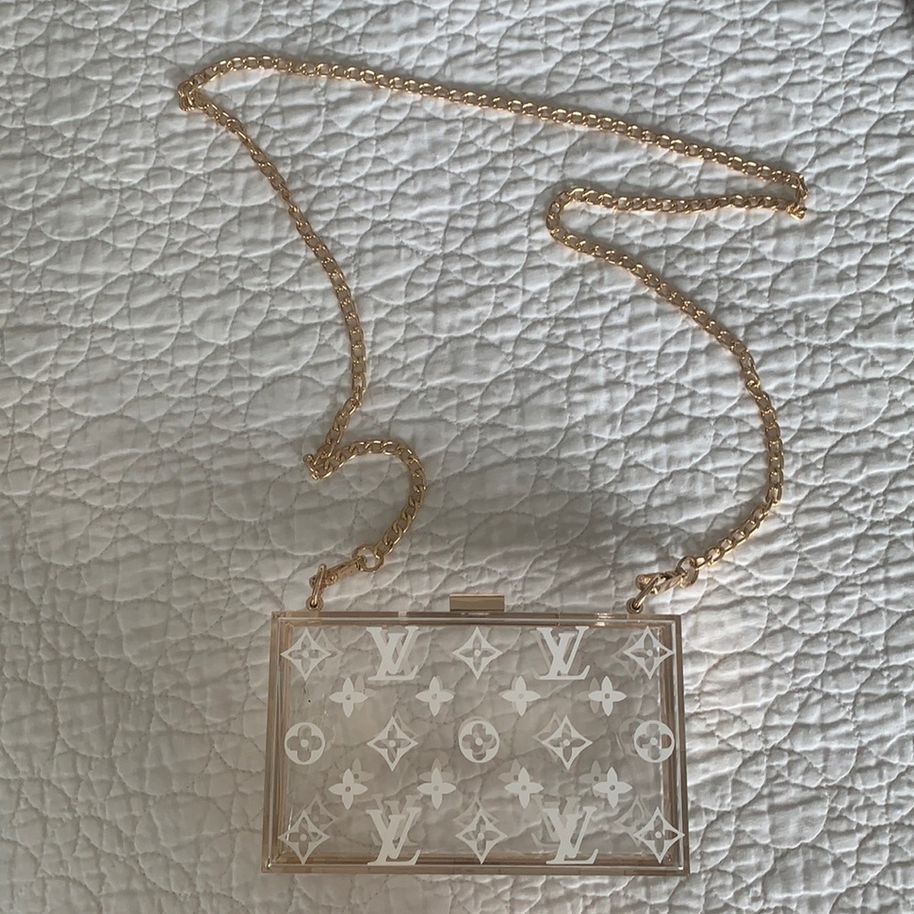 NEVER USED custom Louis Vuitton print clear clutch